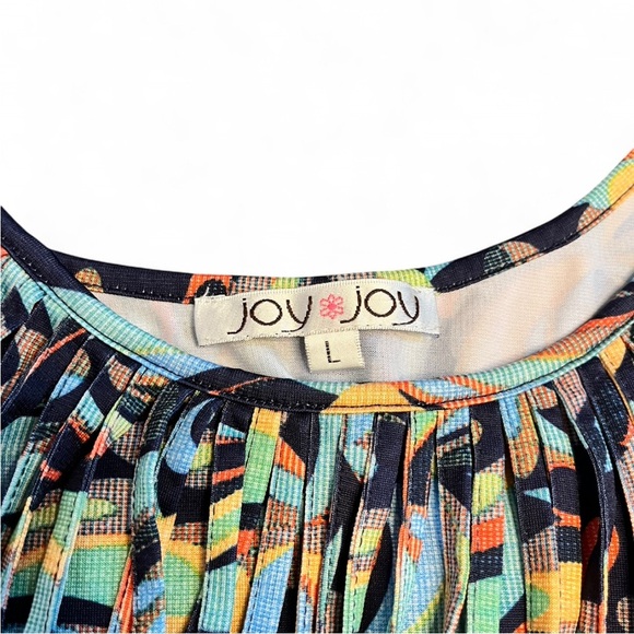 Joy Joy fringed Blue and Orange colorful tank top Camisole size large - Picture 6 of 8